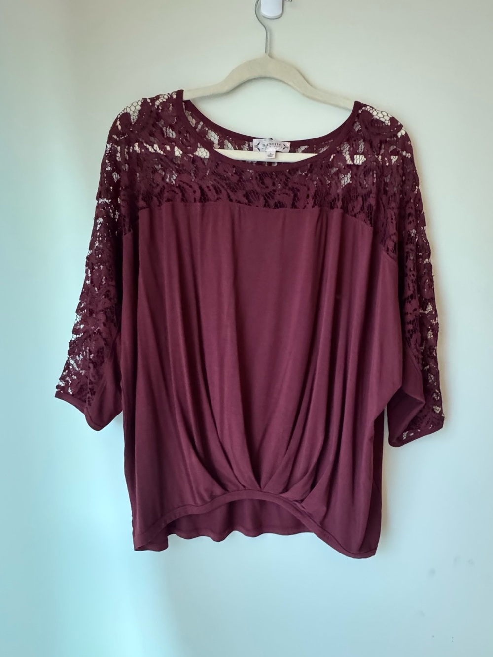 Nanette Lepore Plum Lace-Shoulder Dolman Top